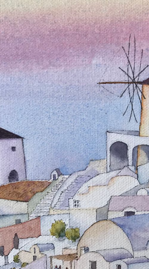 Santorini at Dusk by JANE  DENTON