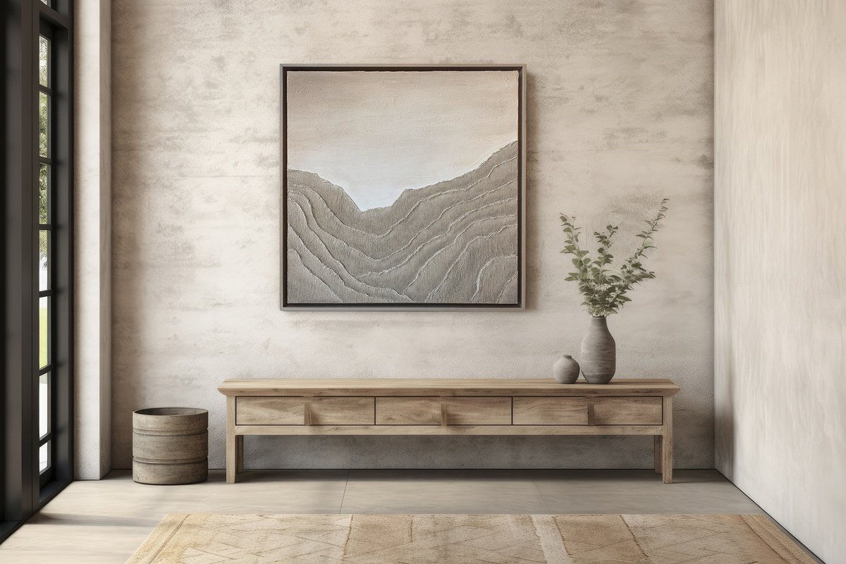 Landscape Acrylic Painting By Cristina Simeoni, 29 X 29, Sand Whispers, Original Artwork