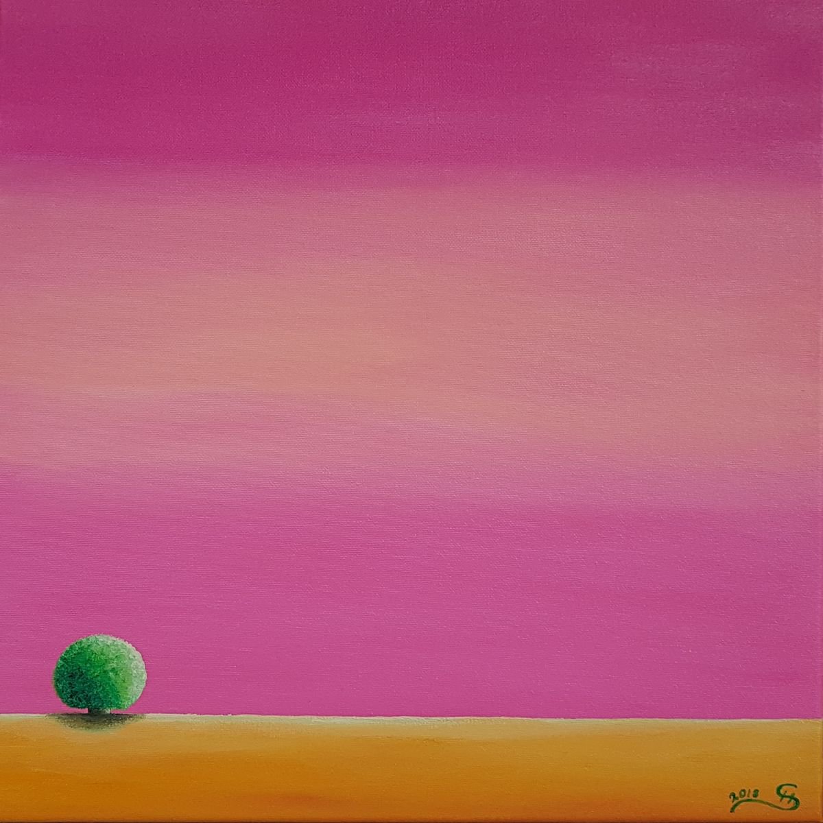 Lone tree #7, 40x40cm, ready to hang by Silvija Horvat