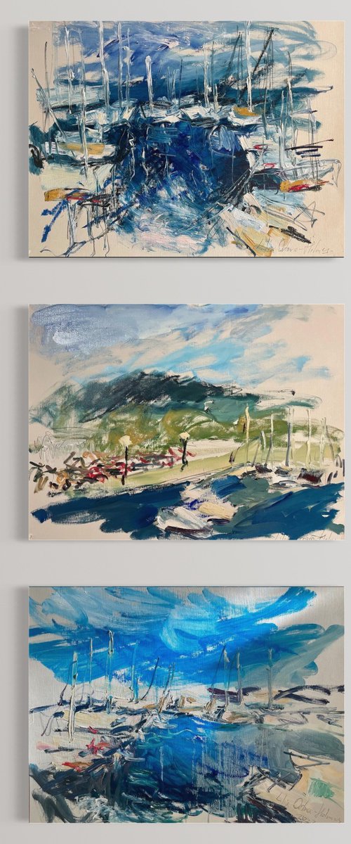 I wish you were here. 3 paintings on paper. by Lilia Orlova-Holmes