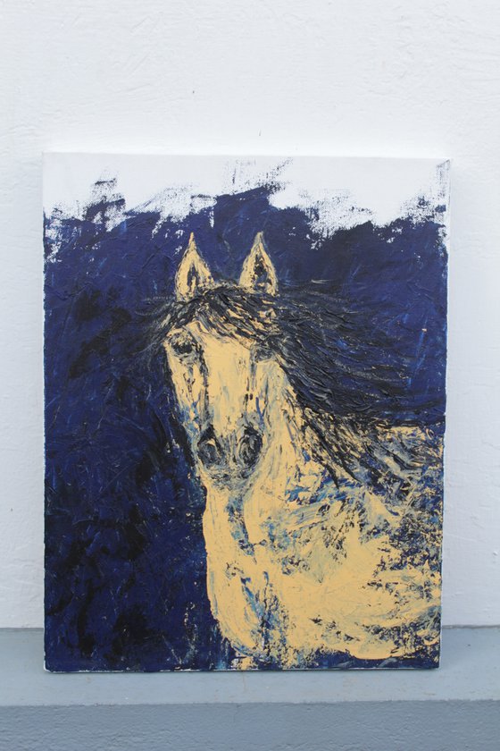Horse Painting - 1 - Equine Series - horse acrylic painting on stretched canvas - impasto-palette knife painting