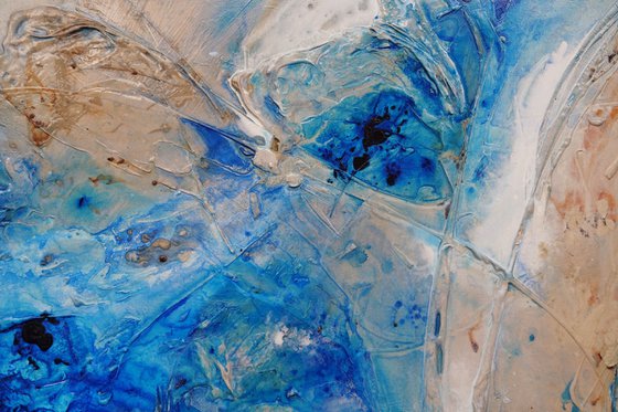 Sapphire Casbah 190cm x 100cm Blue Cream Textured Abstract Art