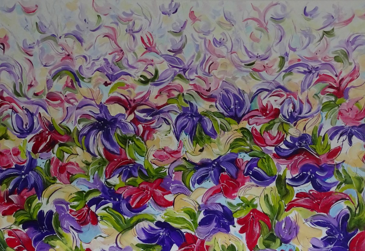 Impressionistic Botanical Oil Painting By Mel Davies Original Art, 39 X 28", Dreams Of You, Original Artwork