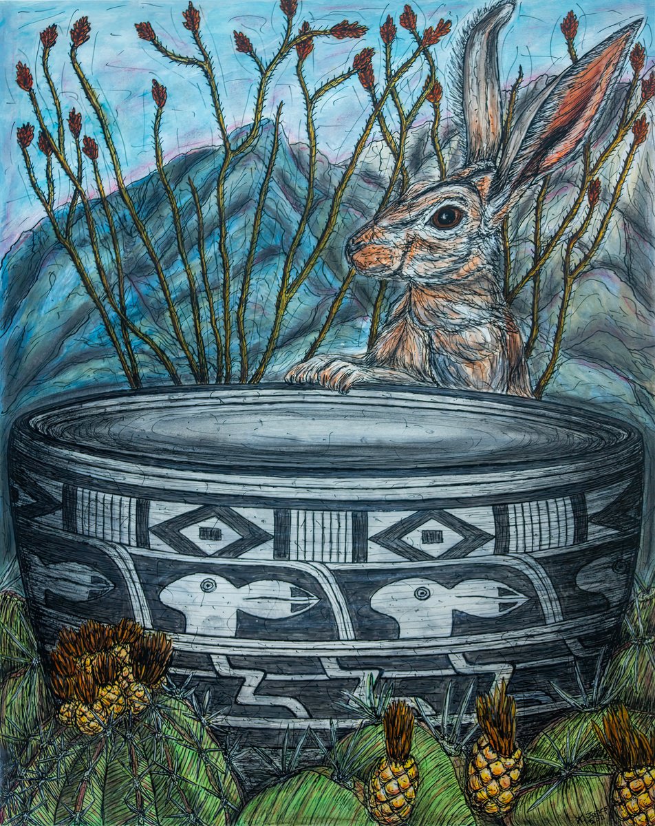 Impressionistic Animal Watercolour By Kim Jones Miller, 16 X 20", What Have We Here?, Original Artwork