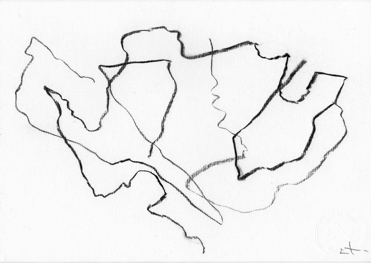 Abstract Botanical Charcoal Drawing By Lionel Le Jeune, 12 X 8", Tree, Original Artwork