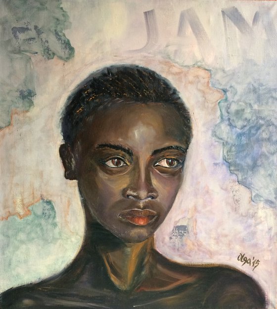 People original oil painting - Portrait of the african girl - Black woman wall art