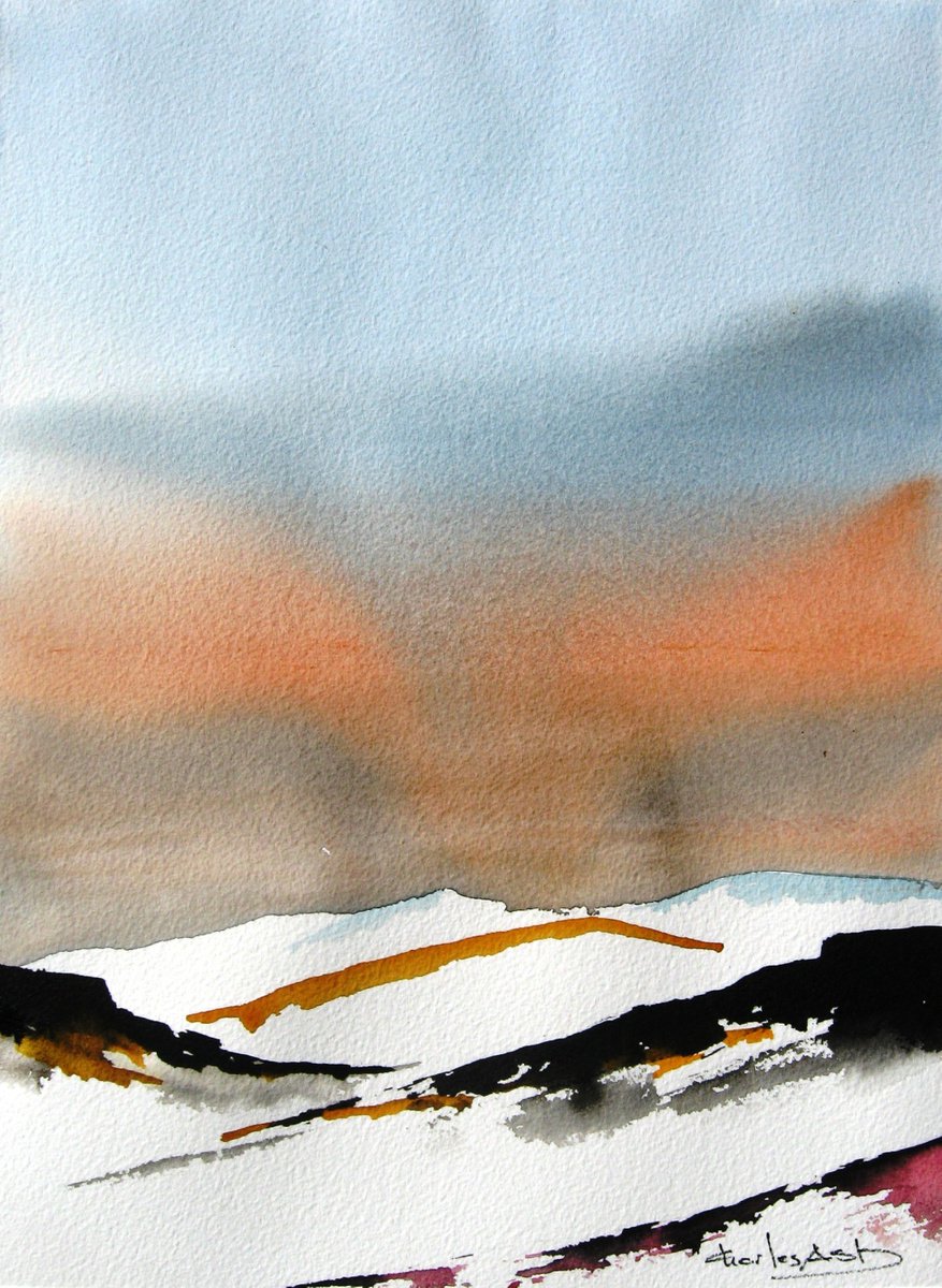 Mesa Sunset - Original Watercolor Painting by CHARLES ASH