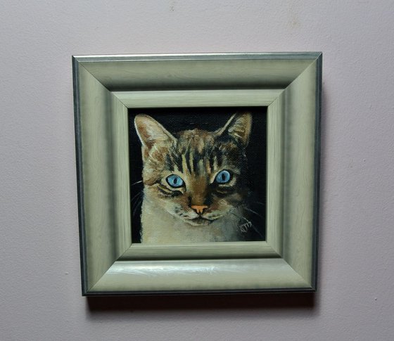 Portrait of a Cat Painting, Framed and Ready to Hang