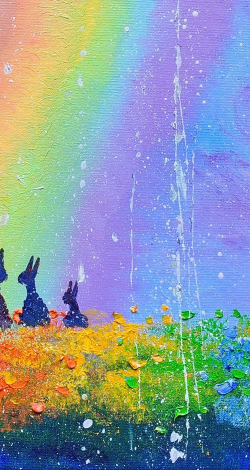 "Rainbow Bunnies in Love" by Phil Broad