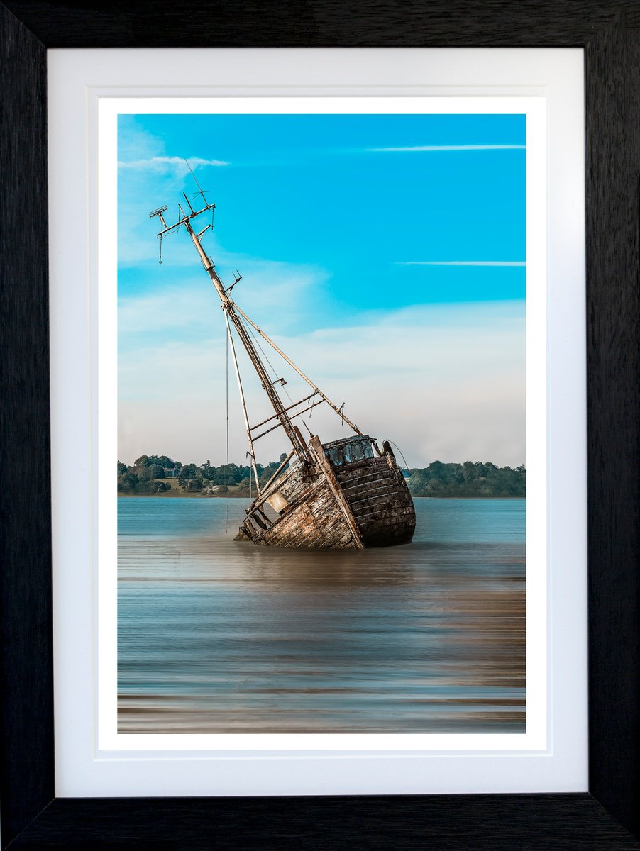 Pin Mill Wreck (Colour) Framed by Michael McHugh