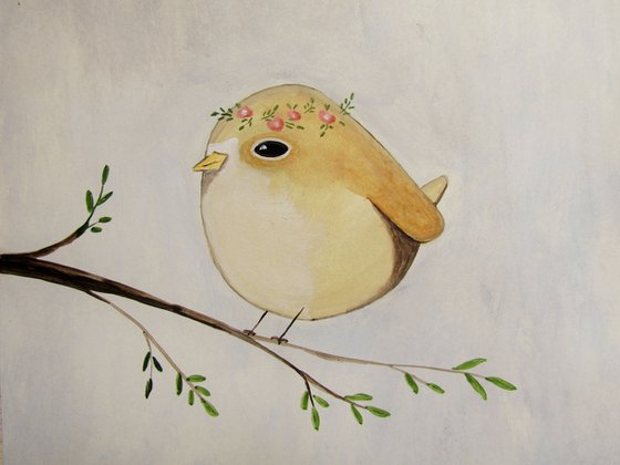 The bird with a flowers crown