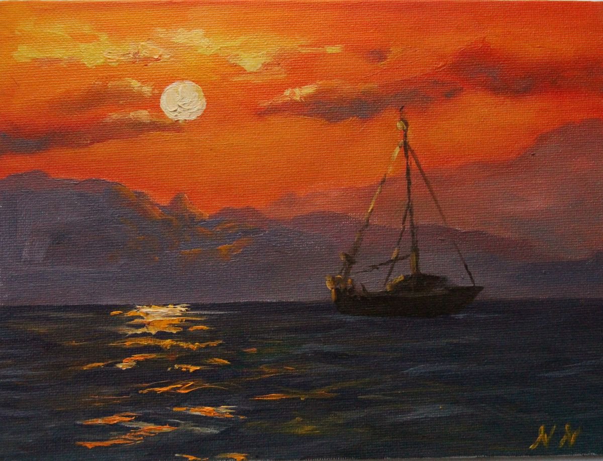Beautiful sunset on the sea by Nata New