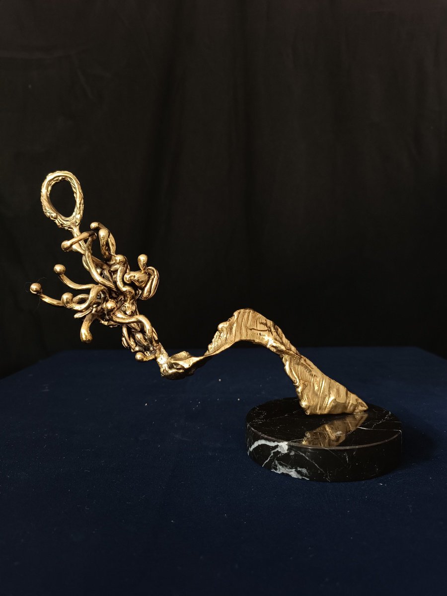 Surrealistic Portrait Bronze Sculpture By Karen Terzyan, 4 X 9", Amphitrite, Original Artwork