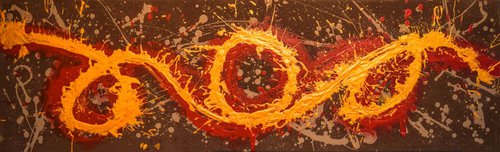 Flame on Fire" painting art canvas - 36 x 12" by Stuart Wright