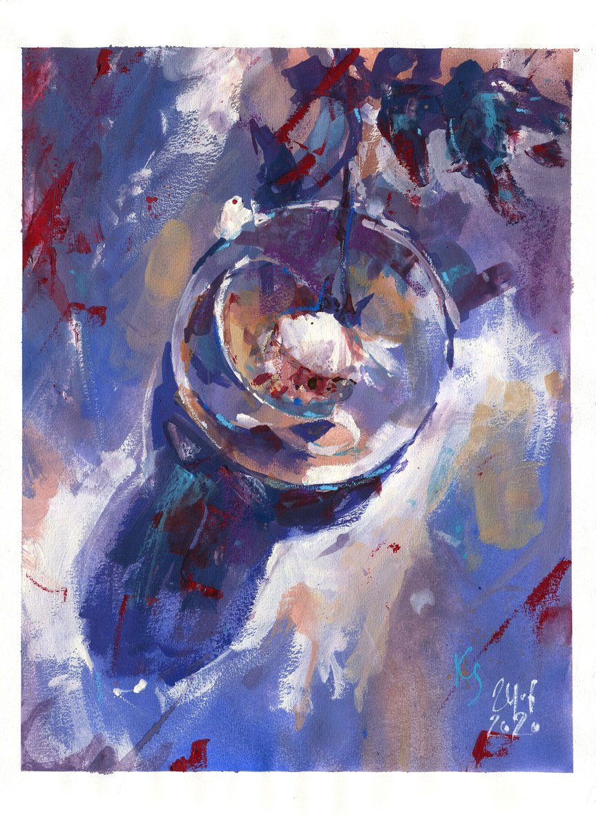 Expressive Still Life Watercolour By Ksenia Selianko, 12 X 16", Shadow Story. Rose And Cup, Original Artwork