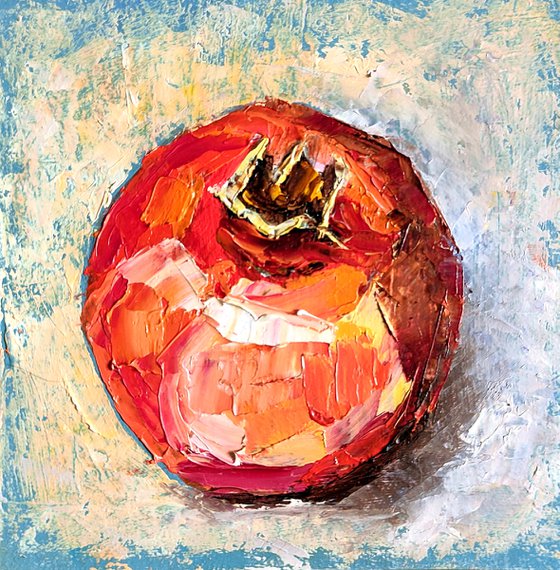 Pomegranate Painting Original Art Fruit Wall Art Mini Oil Kitchen Artwork