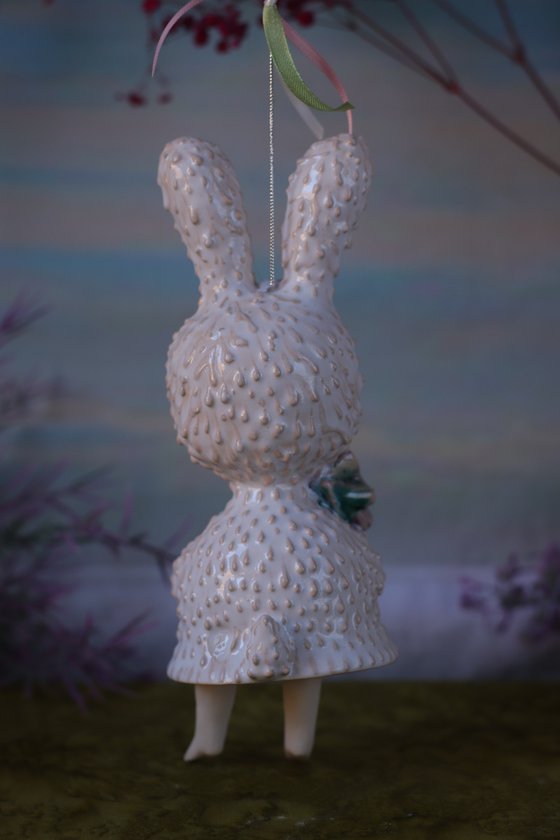 Hanging artwork. Snow rabbit