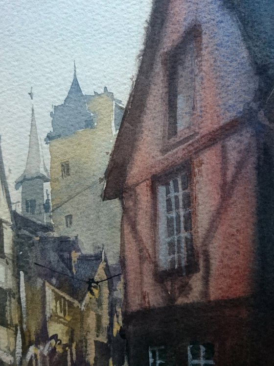 Morning. Oldcity. Dinan. France, Brittany.