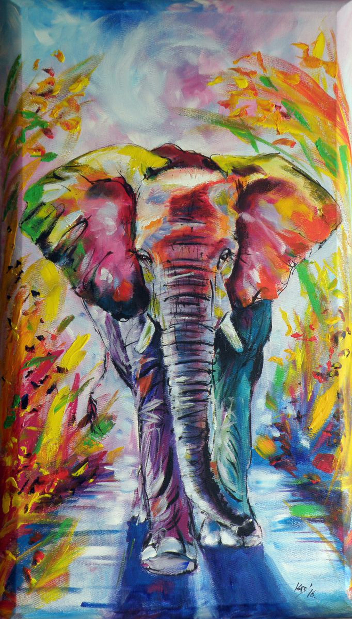 Colorful Elephant 70 X 40 Cm On 3d Canvas Artfinder