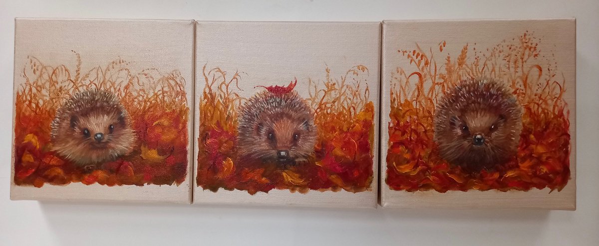 Autumnal Hedgehogs by Lee Campbell