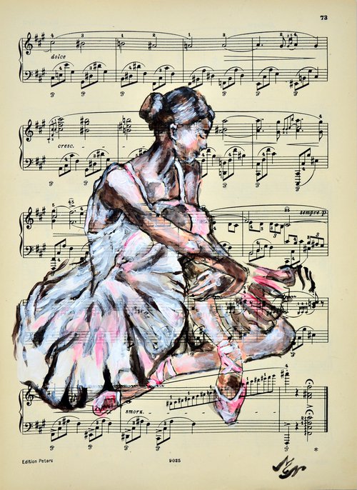 Ballerina XIX - Vintage Music Page, GIFT idea by Misty Lady - M. Nierobisz
