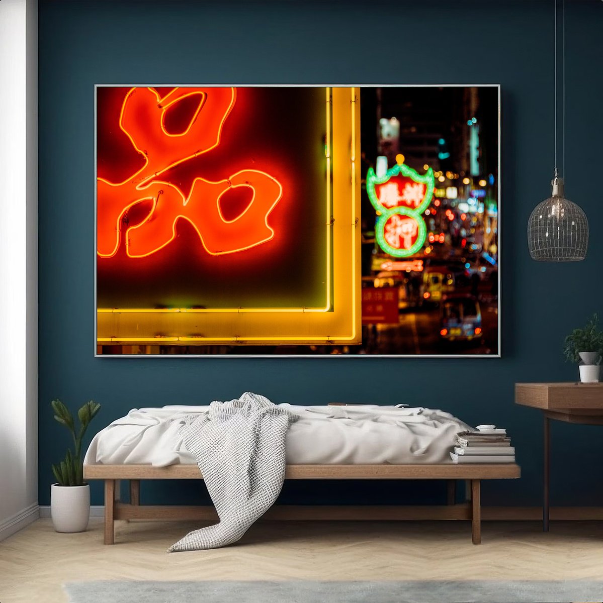 Graphic Abstract Photograph By Serge Horta, 60 X 40", Neon Nights, Original Artwork