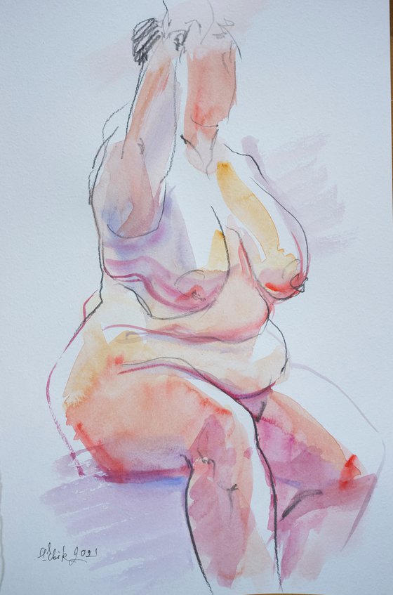 Seated nude fat woman #11 20211201