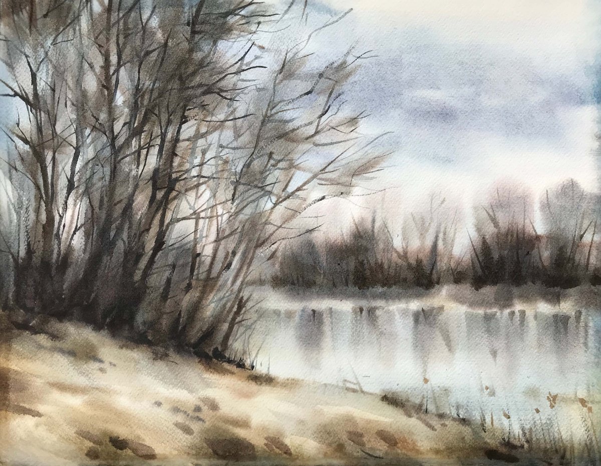 Cold spring. one of a kind, original watercolour by Galina Poloz
