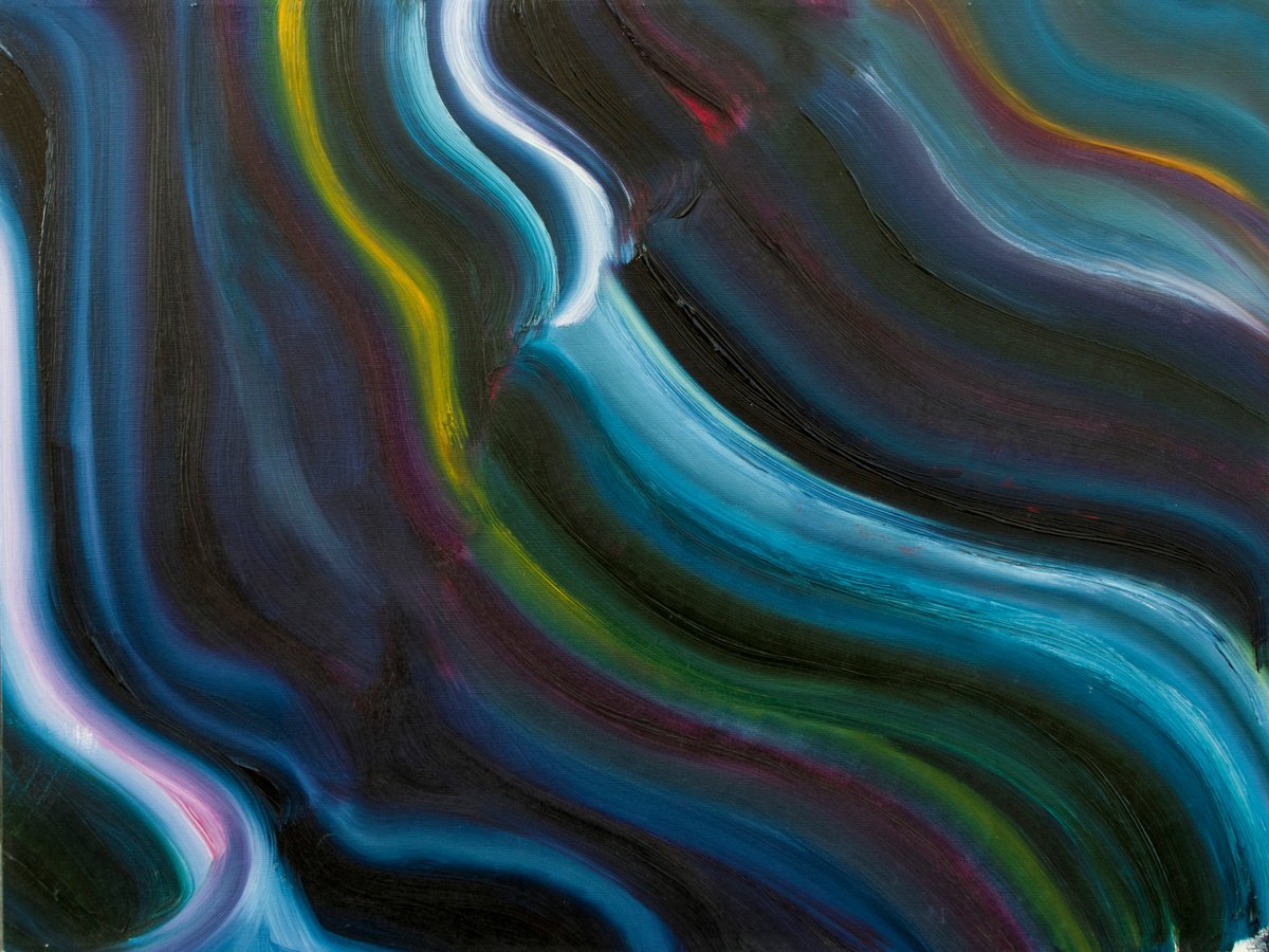 Abstract Oil Painting By Davide De Palma, 28 X 21, Neon, Original Artwork