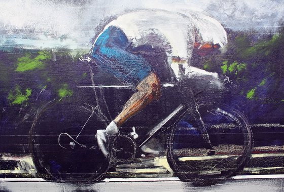 Against The Clock II (Cycling, Time Trial, Road Bike Painting).