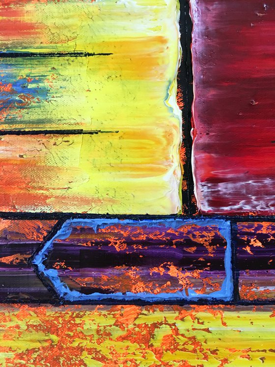 "Face Off" - FREE USA SHIPPING + Special Price - Original PMS Abstract Oil Painting On Canvas - 36" x 12"