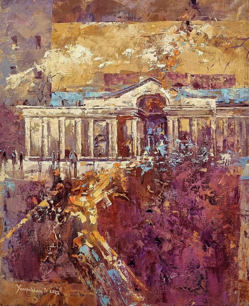 Impressionistic Landscape Oil Painting By Natalia Yampolskaia, 22 X 26", The Light Of Time, Original Artwork