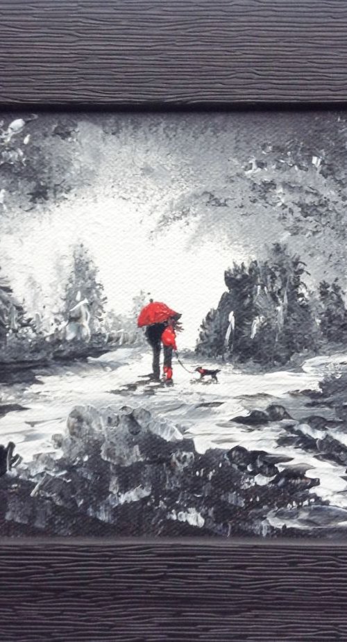Couple walking their Dog by Marja Brown