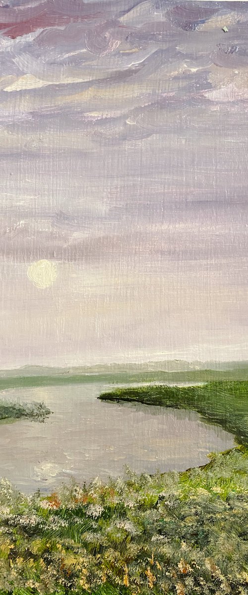 evening lake — modern landscape romantic scenery painting by ILDAR M. EXESALLE