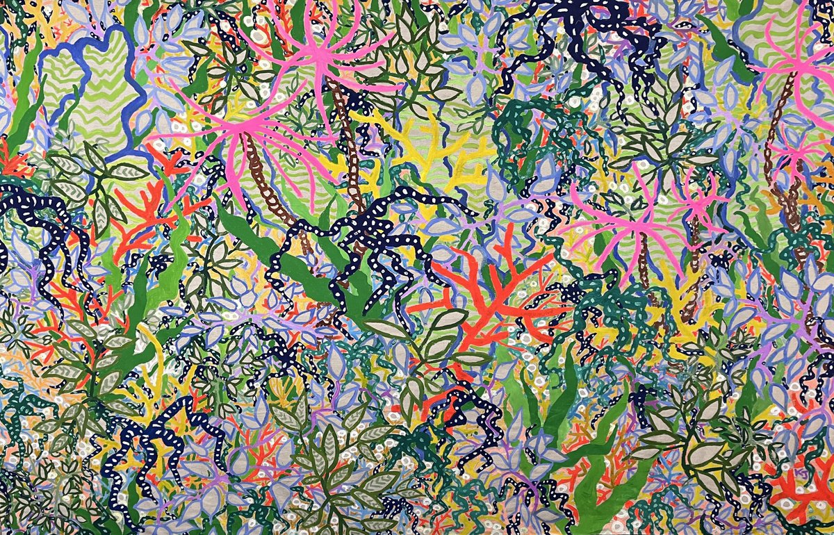 Expressive Botanical Acrylic Painting By Katie Jurkiewicz, 108 X 72", (Not) An Octopus