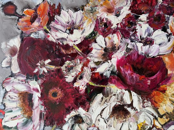 LOVELY FLOWERS ON GREY