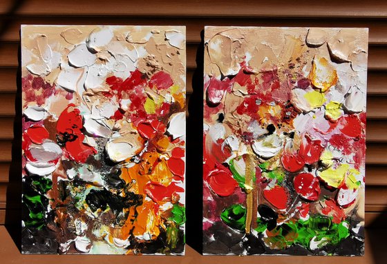Abstract floral Paintings, Set of 2