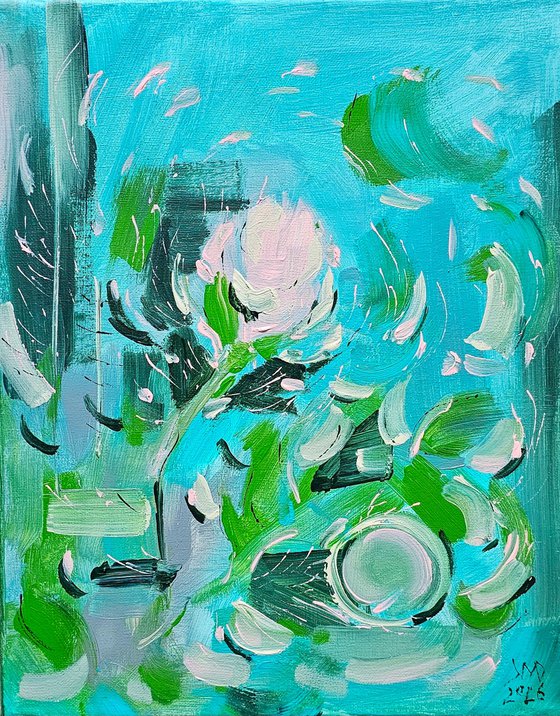 Abstract rose of heart is loosing its time