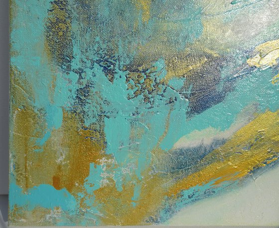 Blue and Gold Textured Art. Set of 3