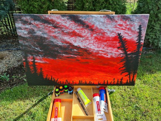 Landscape in red color