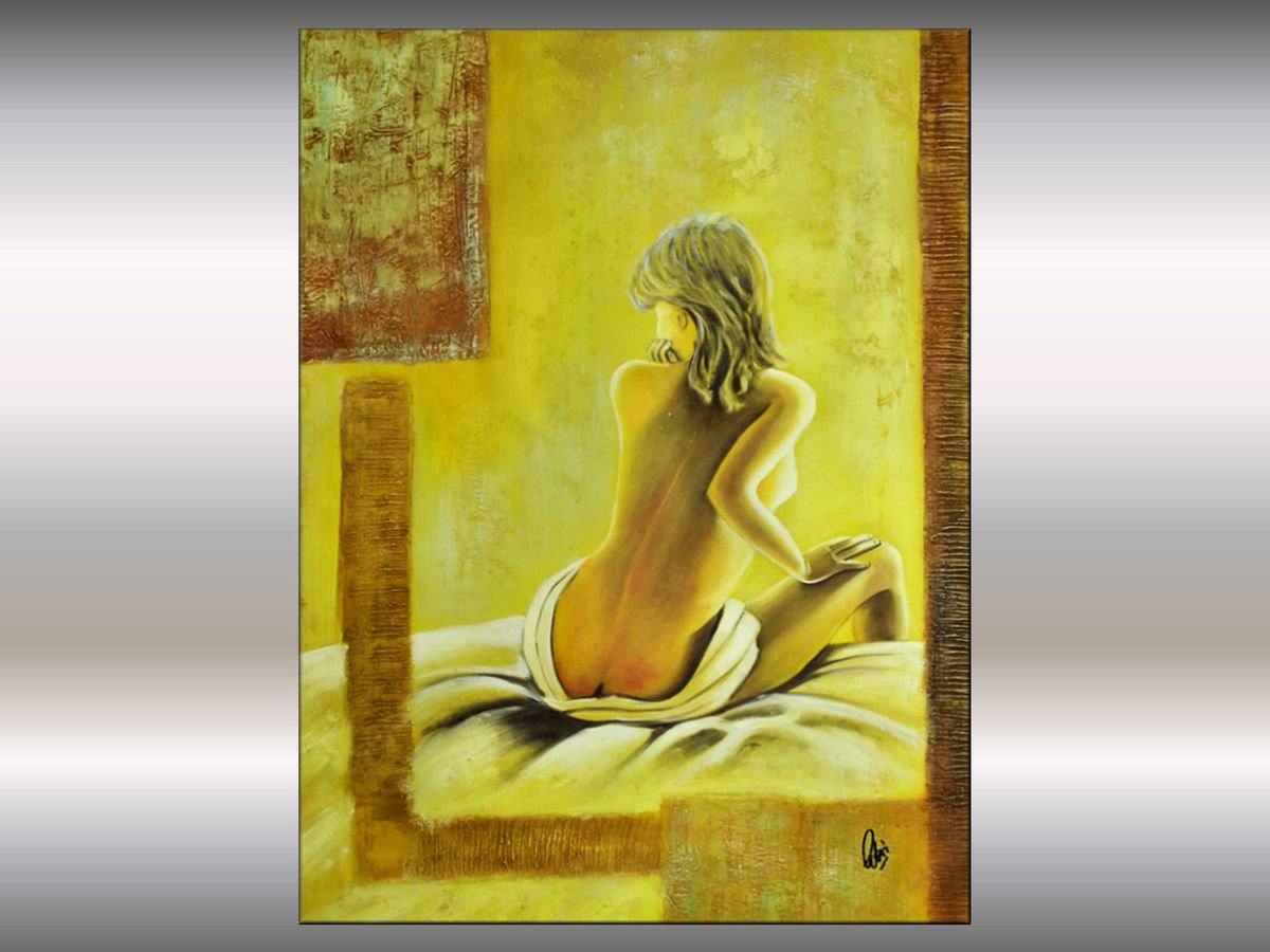Dreaming - acrylic figure painting canvas wall art original art FREE SHIPPING by Edelgard Schroer