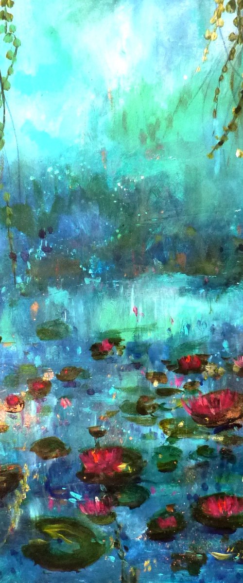 The blue pond 60x 73 cm. by Loetitia Pillault