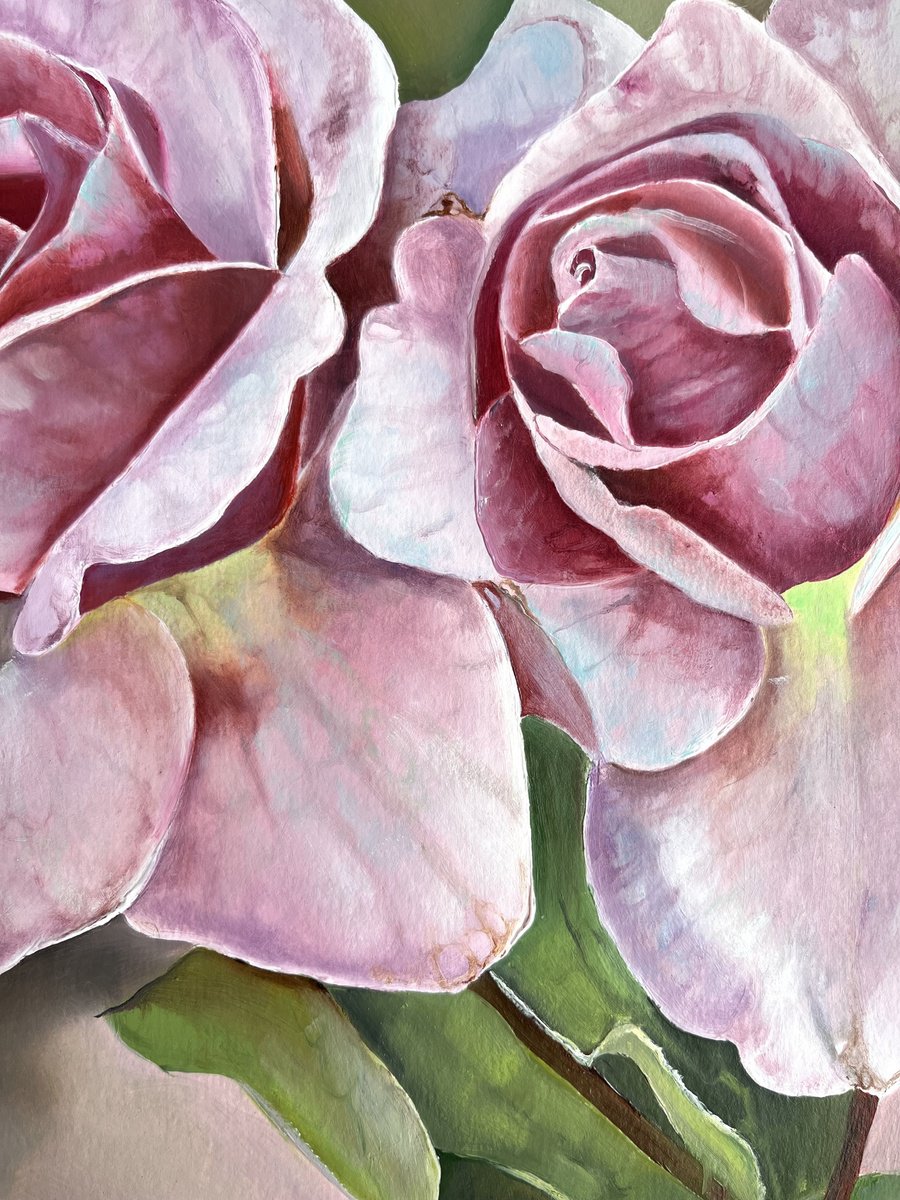 Photorealistic Oil Painting , Pink Duo By Myroslava Denysyuk, 12 X 12, Artwork For Sale On Artfinder