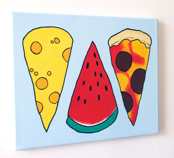 'Triangles' Pop Art Food Acrylic Painting On Canvas