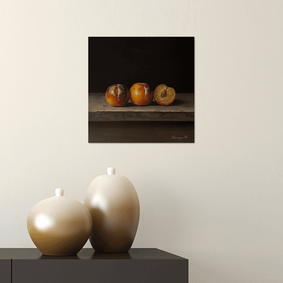 Plums on a Wooden Table