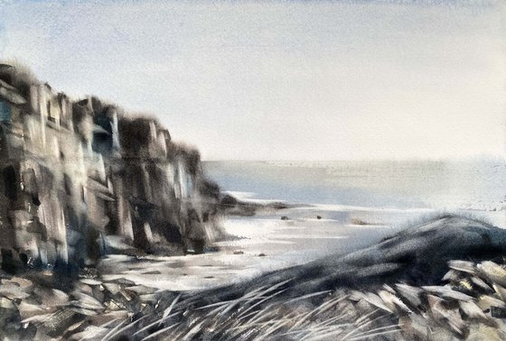 North sea. Scotland. One of a kind, original painting, handmad work, gift, watercolour art.