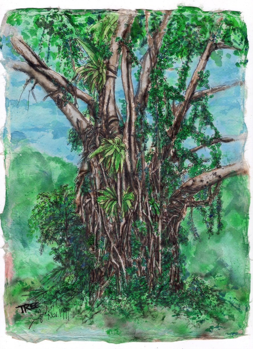 Impressionistic Botanical Acrylic Painting By Gordon T., 8 X 11, Tree, Original Artwork