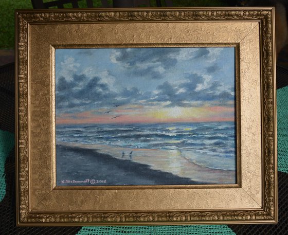 Myrtle Beach Sunrise - framed 10X13 oil seascape (SOLD)