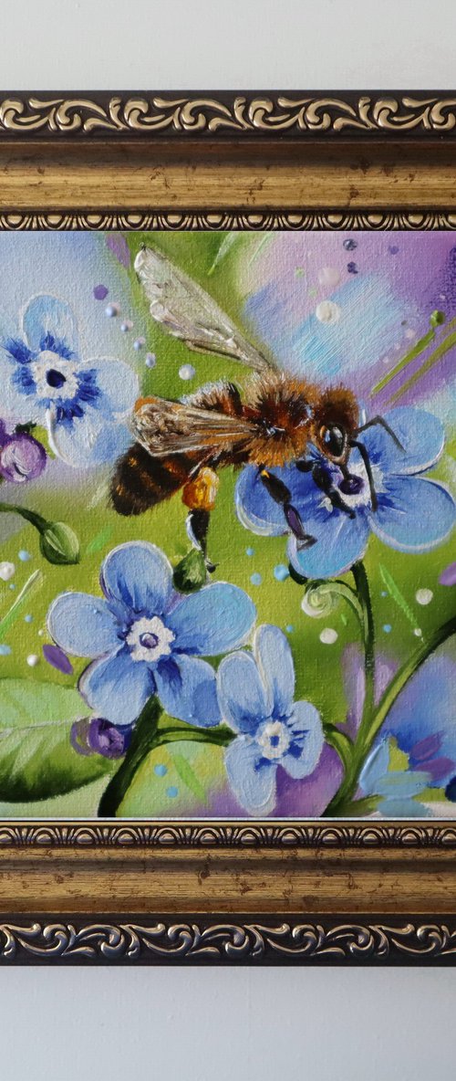 Bee Among Blue Blossoms by Natalia Shaykina