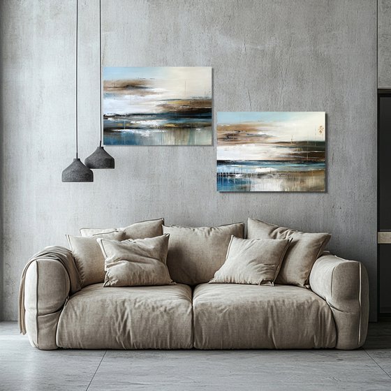 Azure Shores Diptych